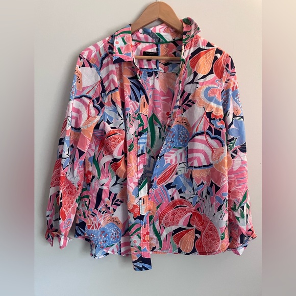 Talbots Pink Multi Floral Button-Down Shirt - Picture 3 of 8